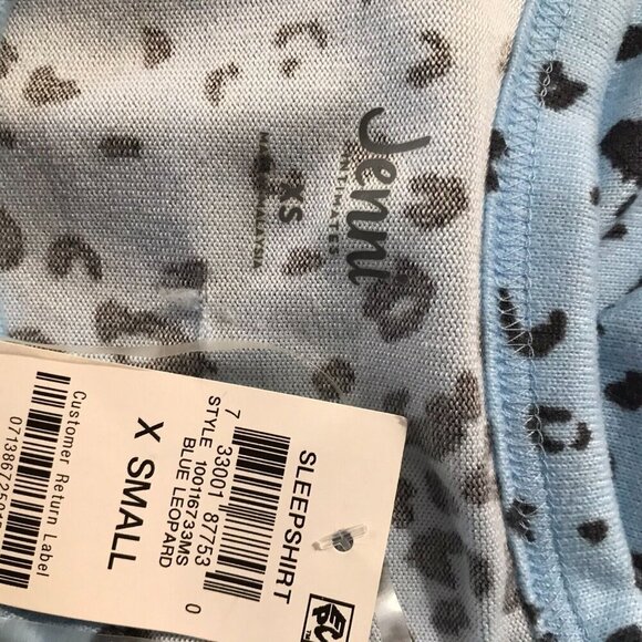 JENNI Blue Cheetah Print Short Sleeve Knit Nightgown NWT XS - Picture 8 of 11